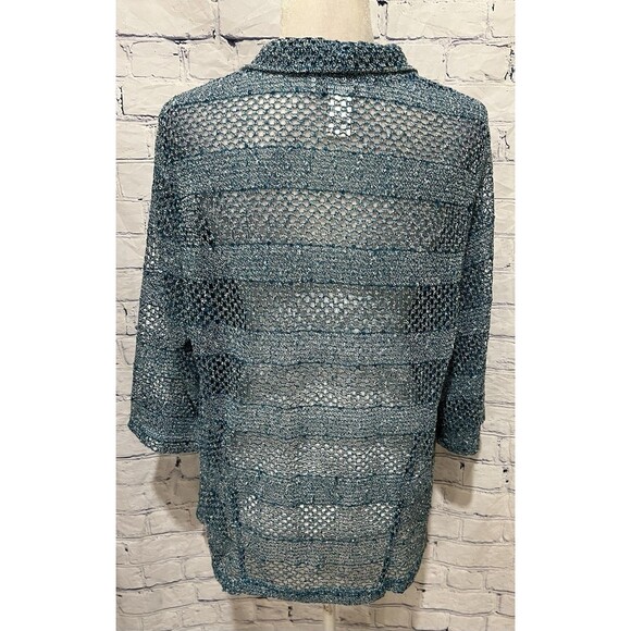 Drapers & Damon’s blue open-front Open Knit long sleeve tunic cardigan Size XL - Picture 4 of 6